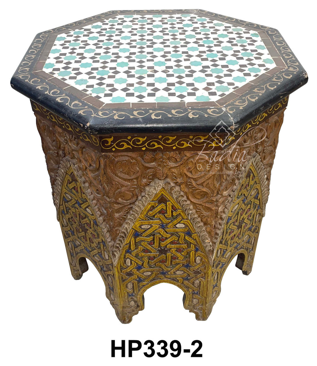 Hand Painted Side Table with Tile Top