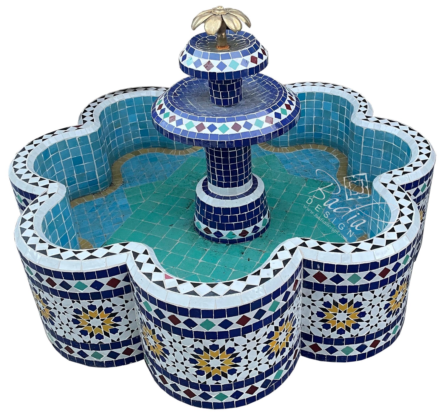 Moroccan Multi-Color Mosaic Floor Water Fountain