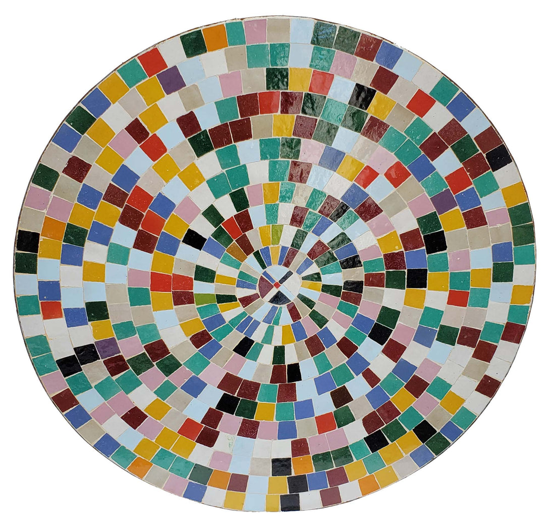 32" Intricately Designed Multi-Color Mosaic Tile Table Top