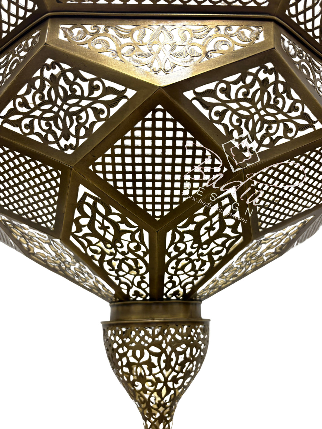 Multi-Tiered Brass Chandelier with Geometric Designs