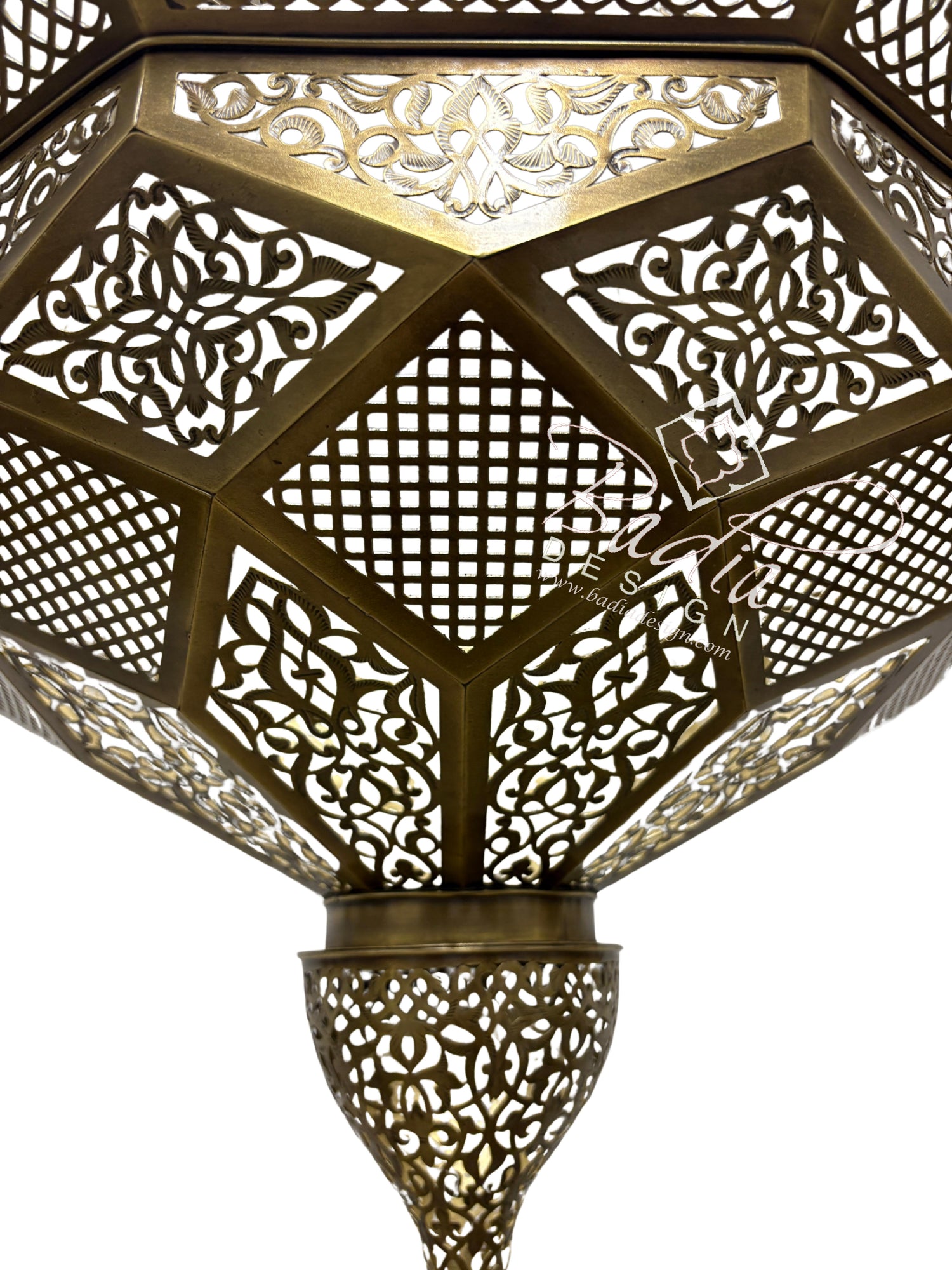 Multi-Tiered Brass Chandelier with Geometric Designs