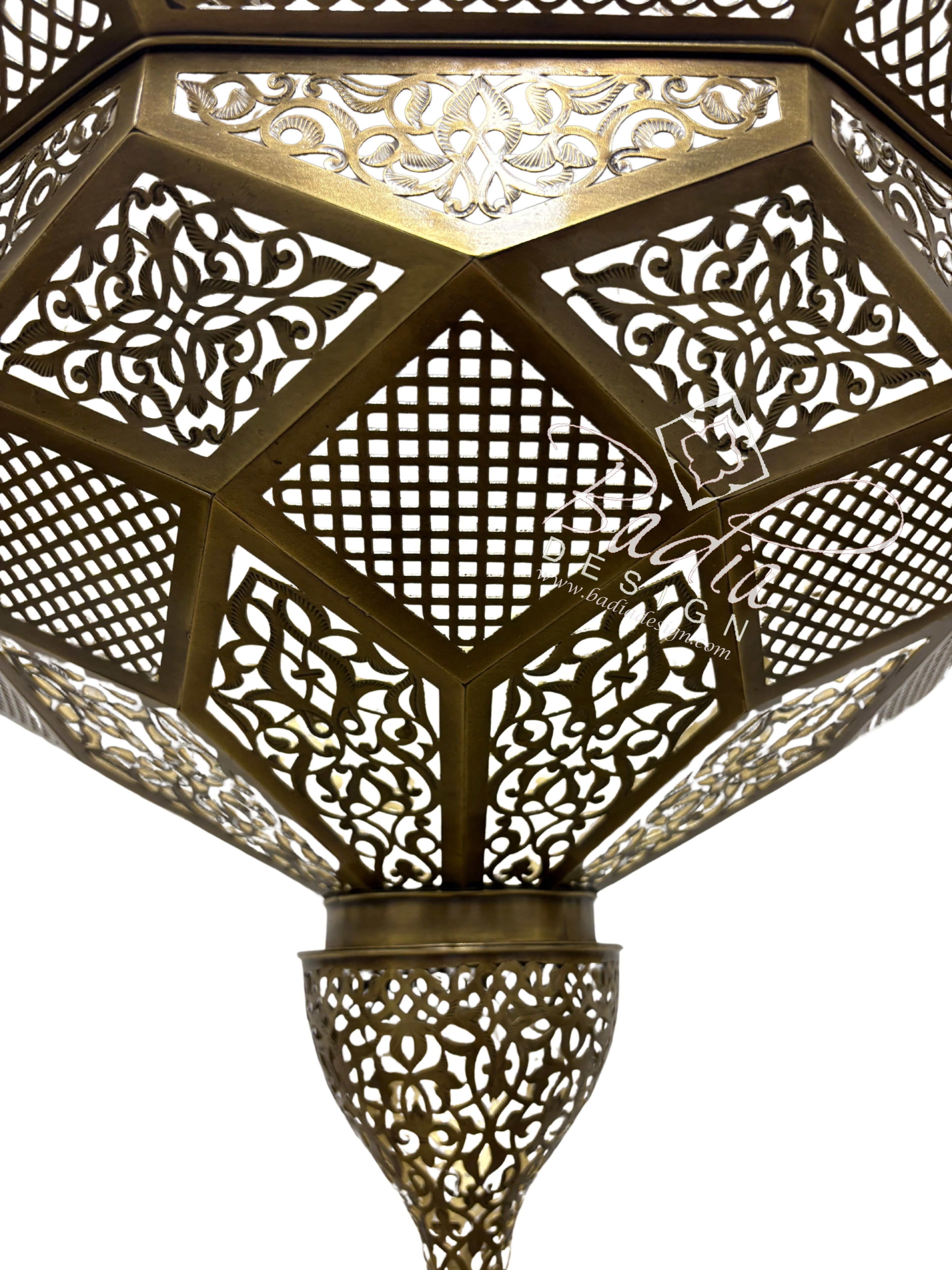 Multi-Tiered Brass Chandelier with Geometric Designs
