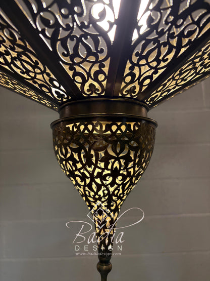 Multi-Tiered Brass Chandelier with Geometric Designs