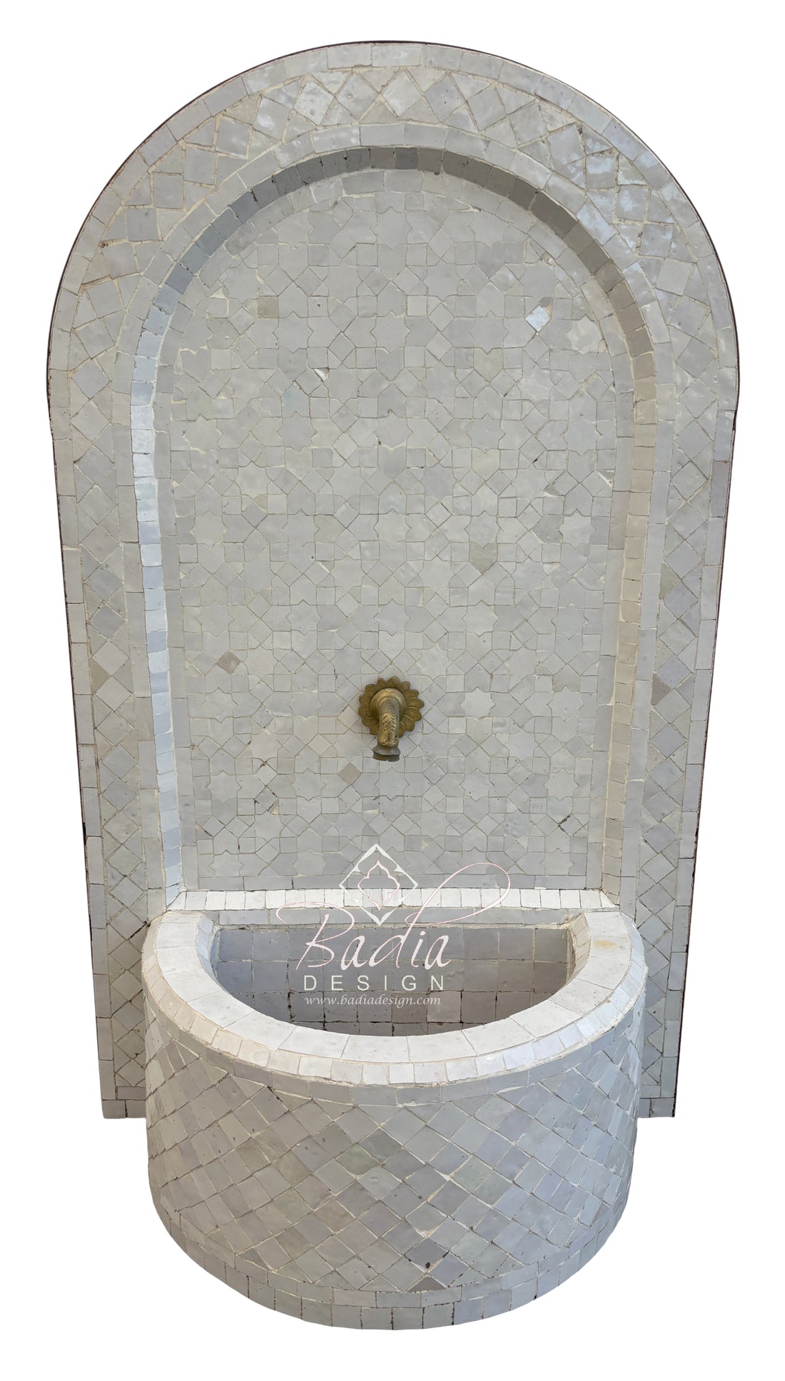 Moroccan Off-White Mosaic Tile Water Fountain