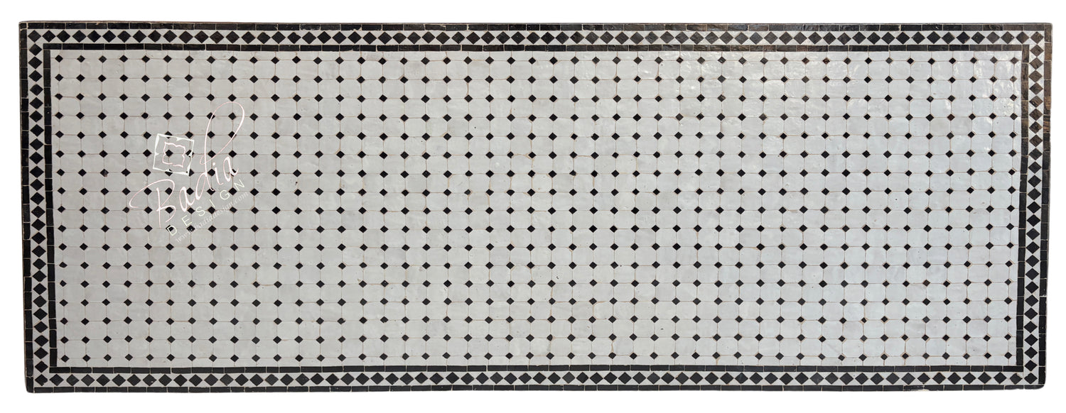 40"W x 96"L Brown and Off-White Rectangular Tile Table Top