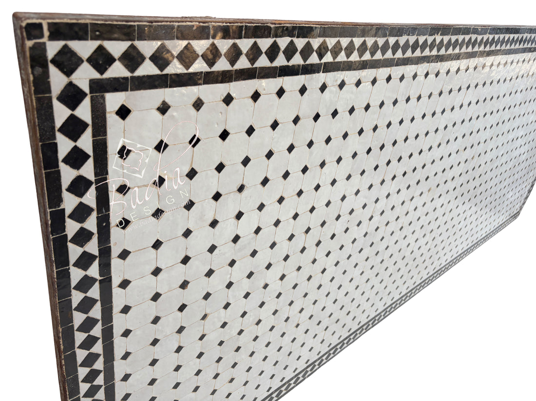 40"W x 96"L Brown and Off-White Rectangular Tile Table Top