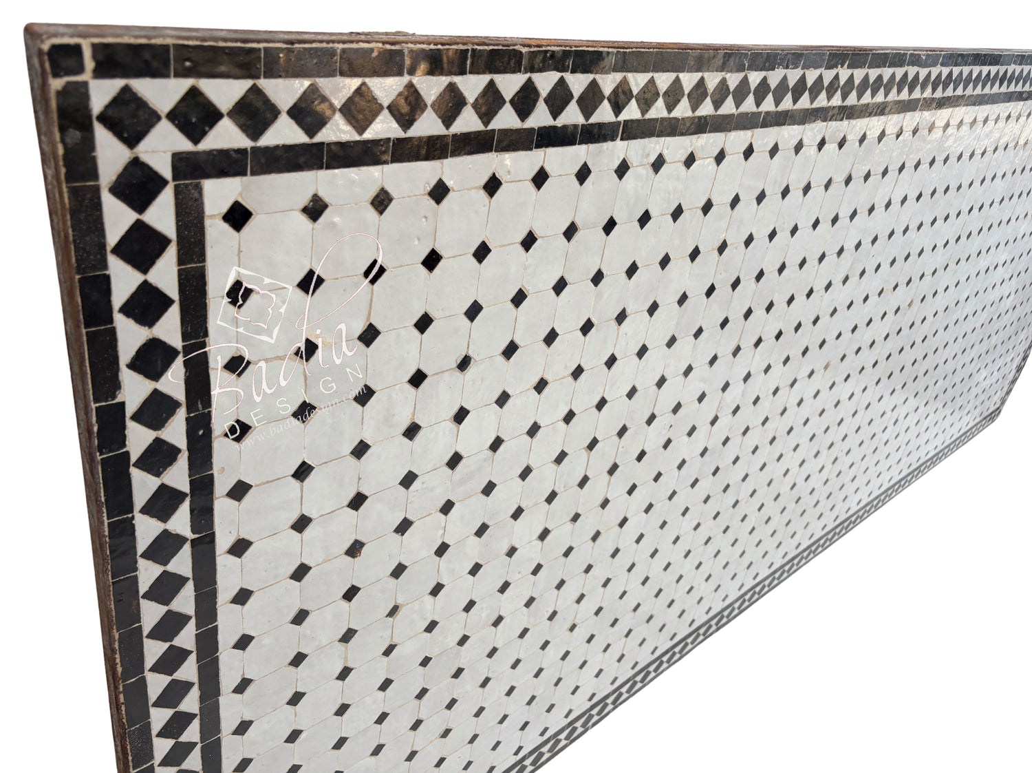 40"W x 96"L Brown and Off-White Rectangular Tile Table Top