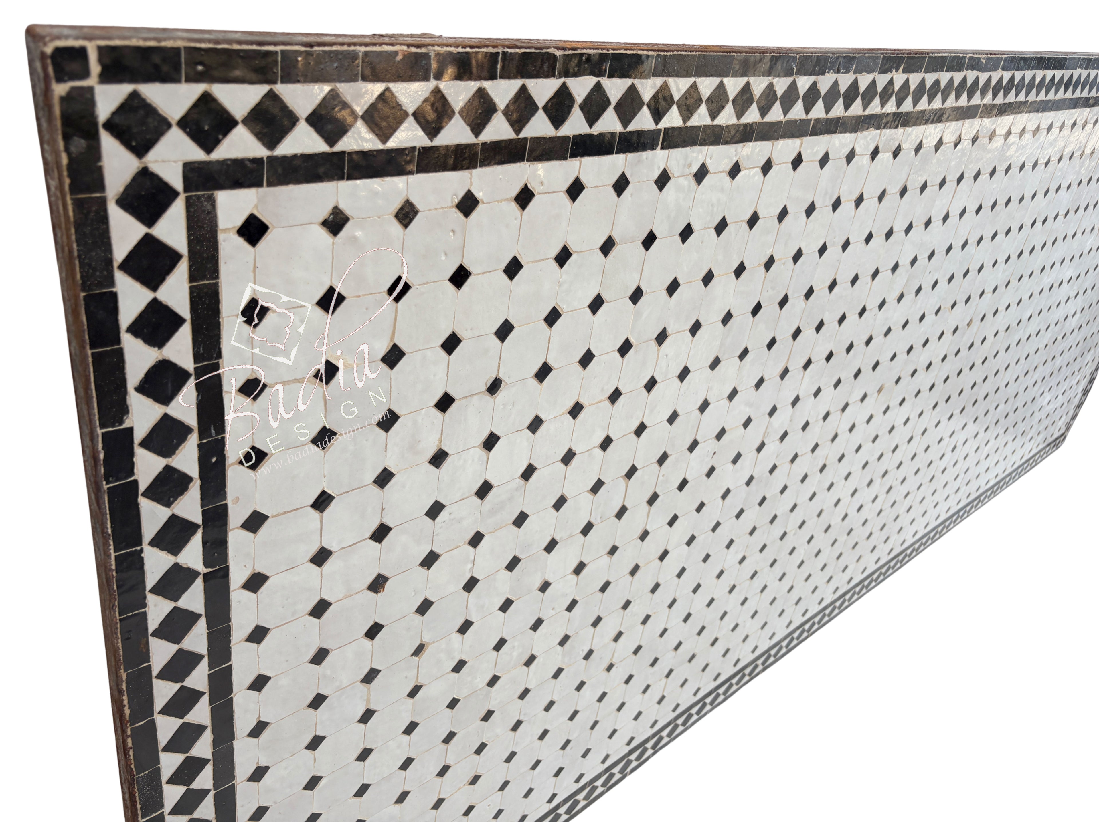 40"W x 96"L Brown and Off-White Rectangular Tile Table Top