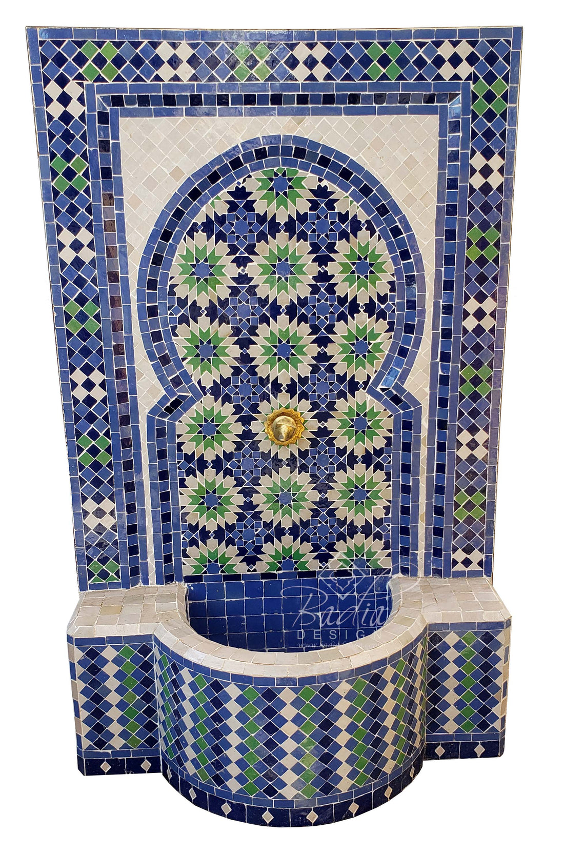 Blue Multi-Color Moroccan Mosaic Tile Water Fountain