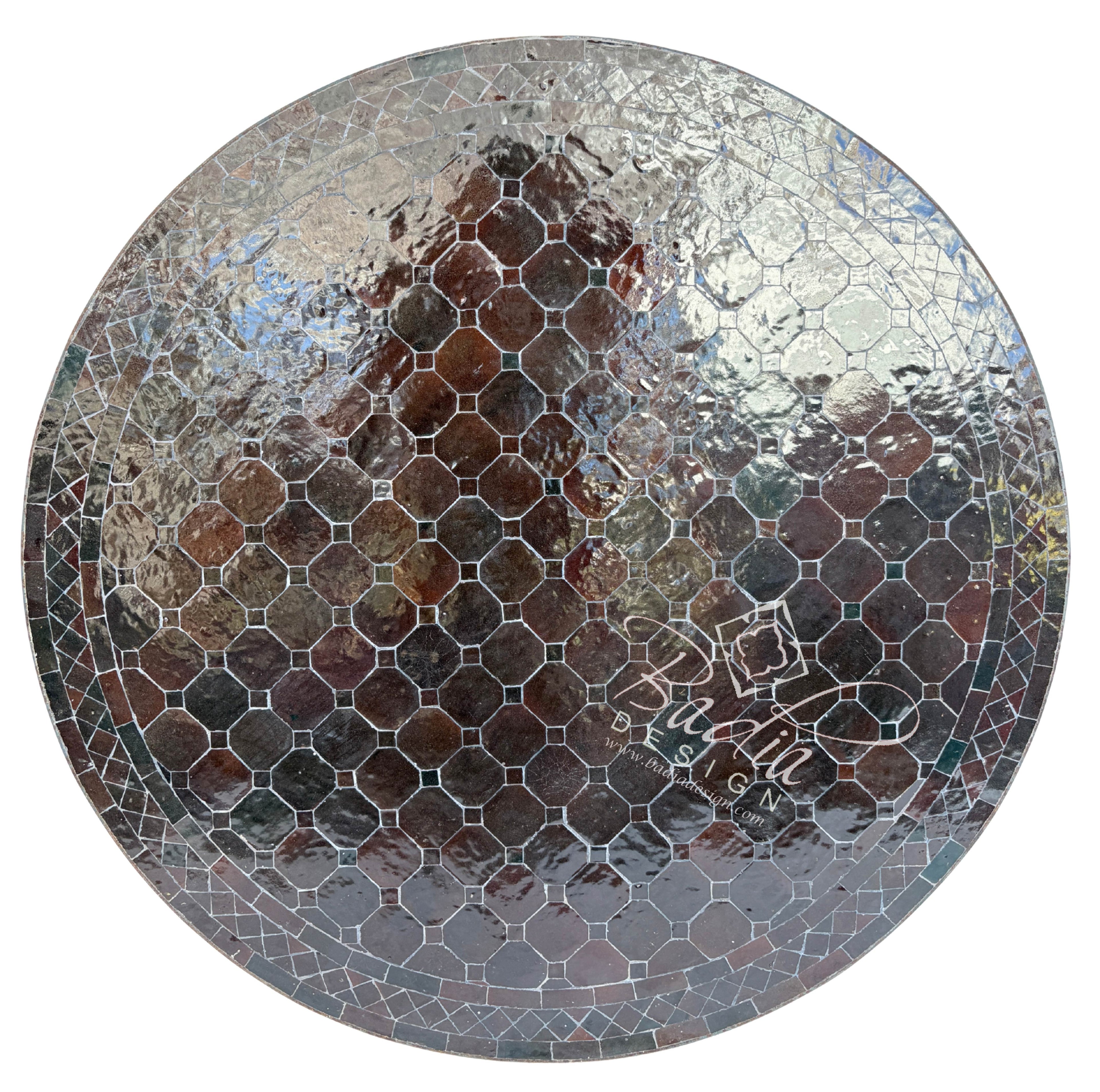 36" Dark Brown Round Tile Table Top