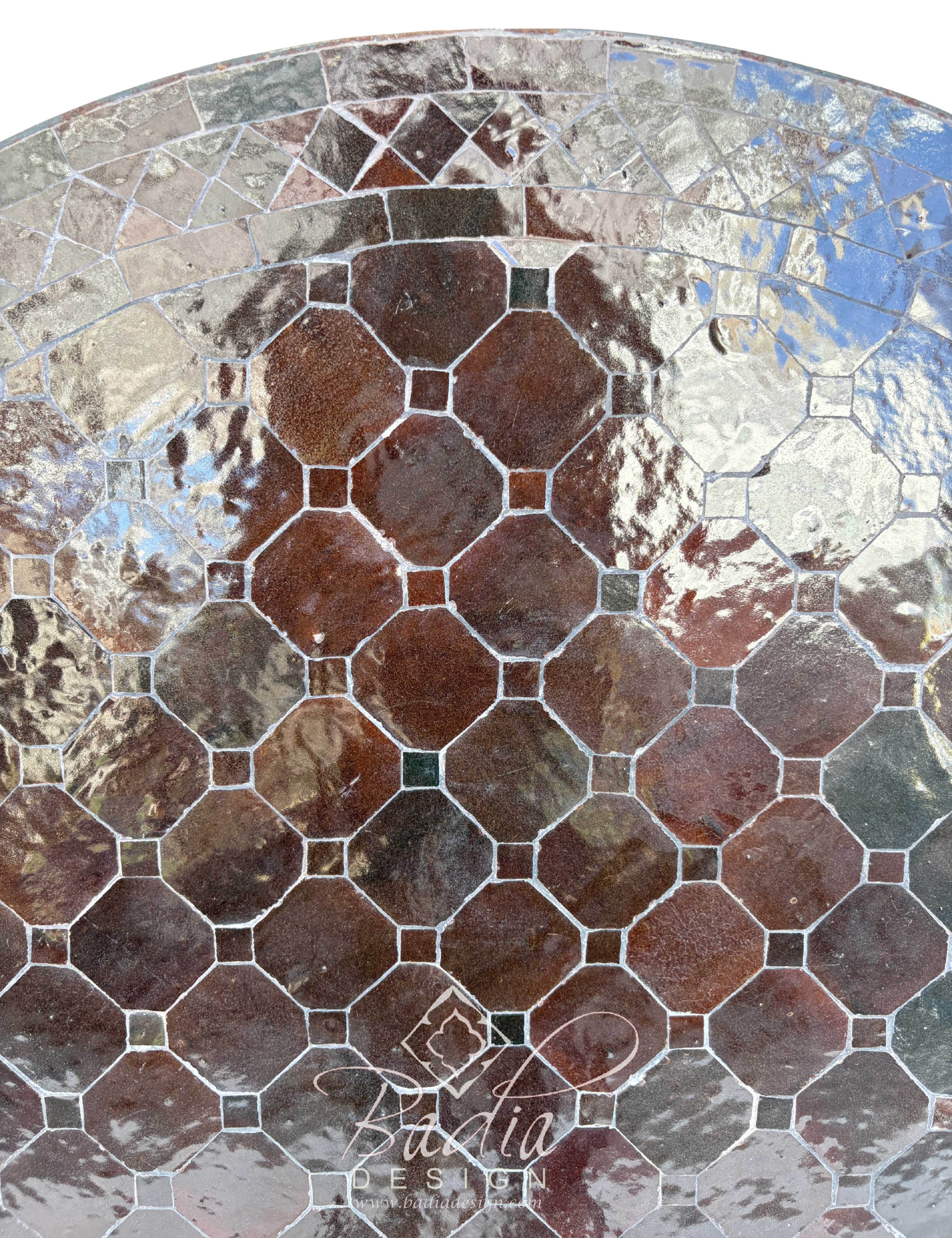 36" Dark Brown Round Tile Table Top