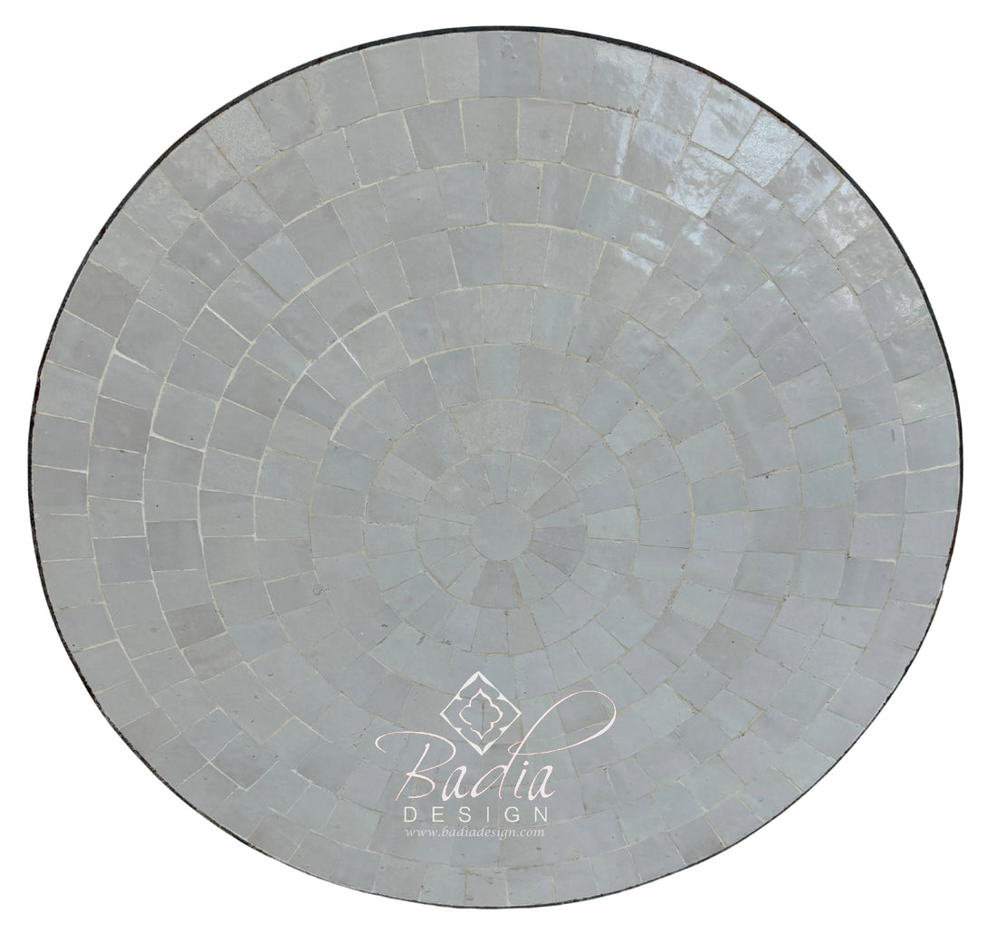 24" Round White Multi-Shade Tile Table Top