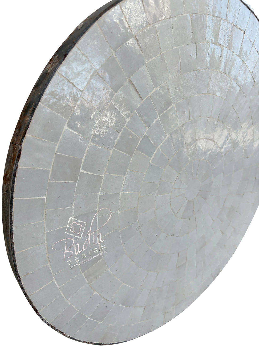 24" Round White Multi-Shade Tile Table Top