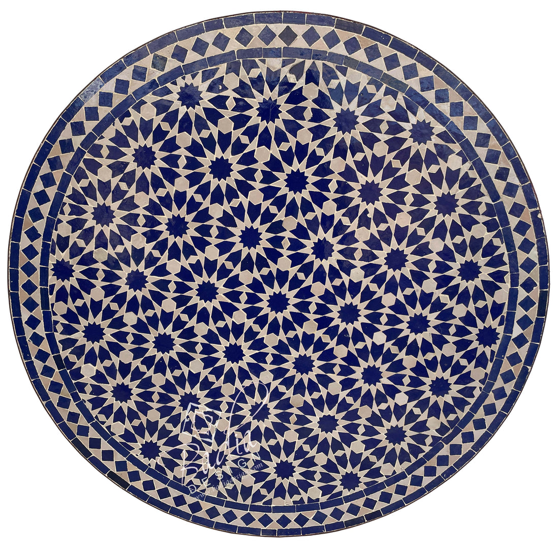 39" Round Moroccan Mosaic Tile Table Top