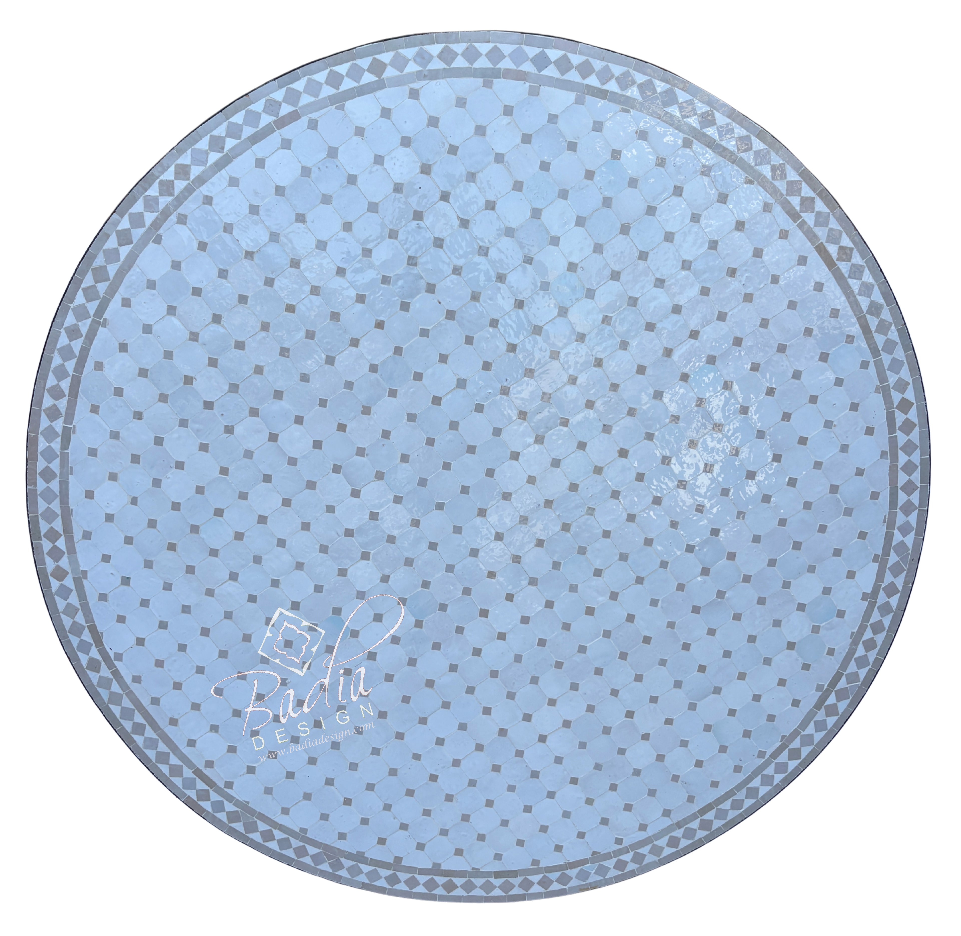 60" Beige and Off-White Tile Table Top