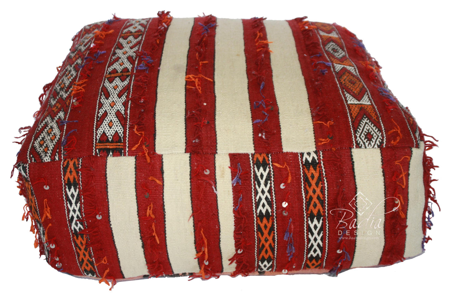 Wool Square Moroccan Ottoman Pouf