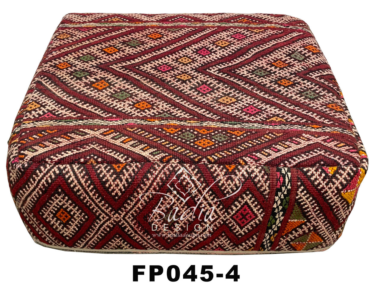 Square Kilim Floor Ottoman