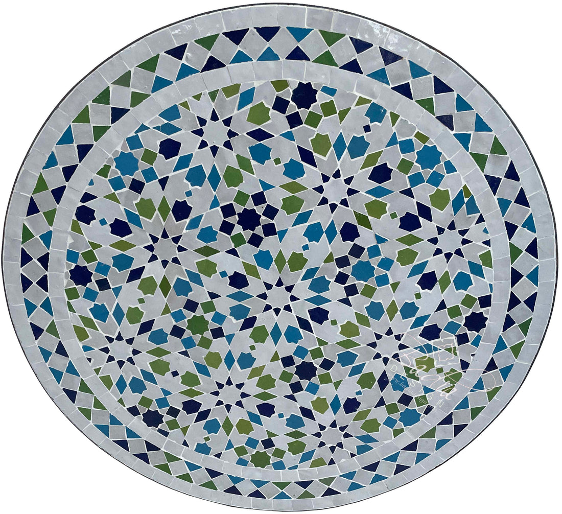 24" Intricately Designed Round Tile Table Top