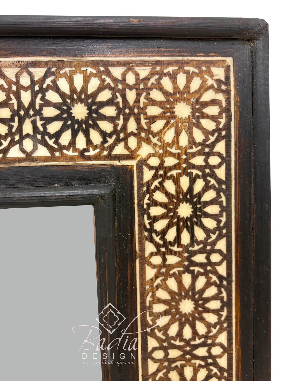 Rectangular Wooden Frame Bone Inlay Mirror
