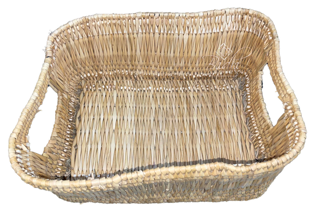 Rectangular Shaped Handwoven Straw Basket