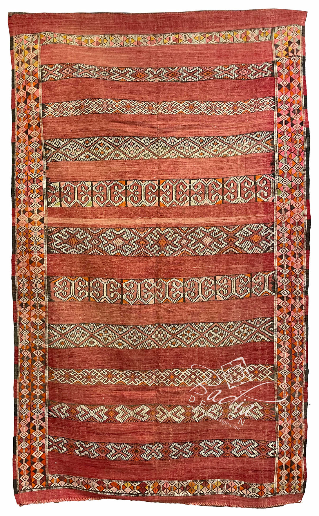 Red Multi-Color Hand Woven Kilim Rug