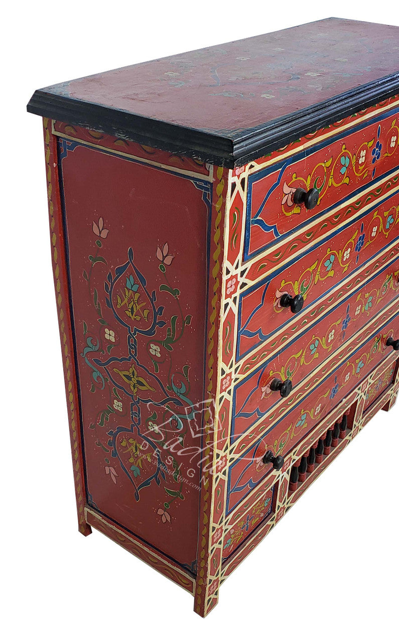 Vintage Hand Painted Wooden Dresser Cabinet