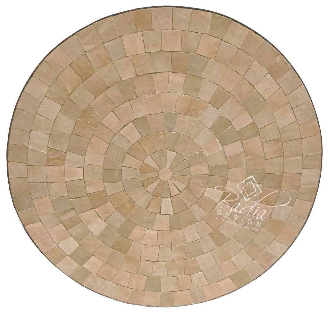 24" Round Beige Tile Table Top