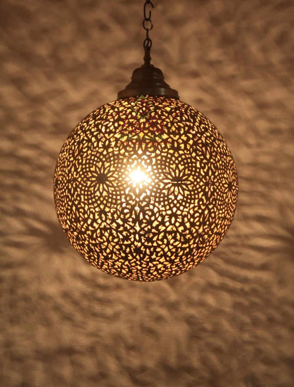 Round Brass Moroccan Pendant Light