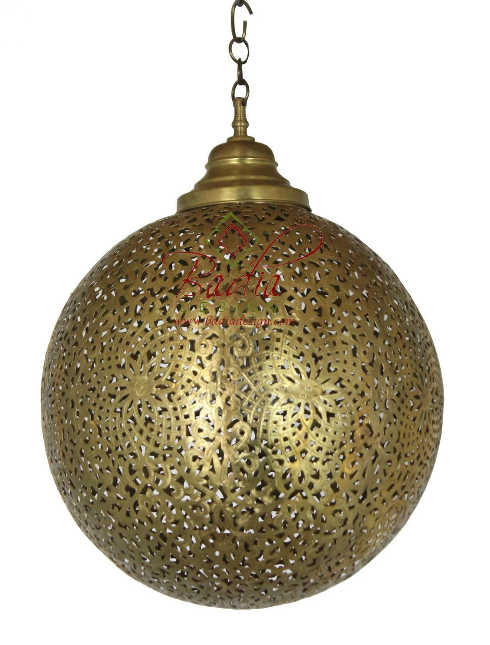 Round Brass Moroccan Pendant Light