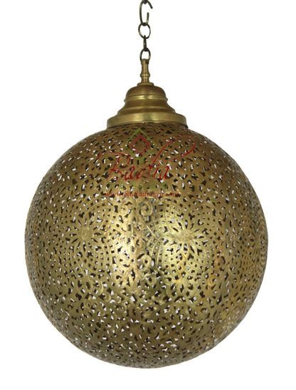 Round Brass Moroccan Pendant Light
