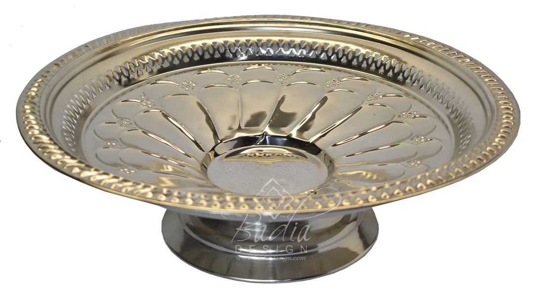 Round Brass and Silver Serving Trays
