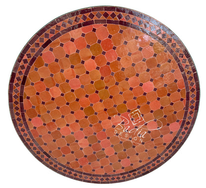 36" Round Burnt Orange Tile Table Top