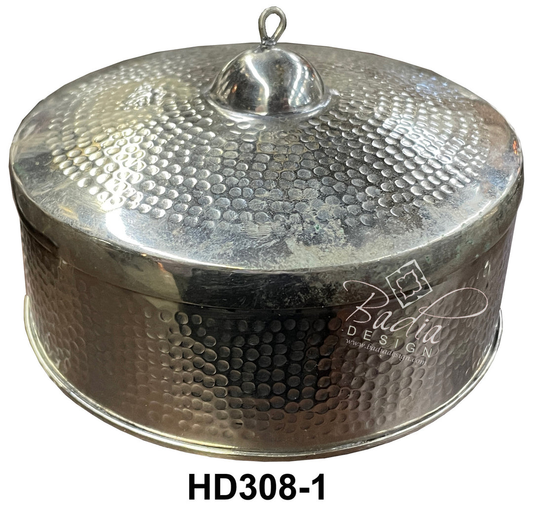 Round Silver Container with Lid