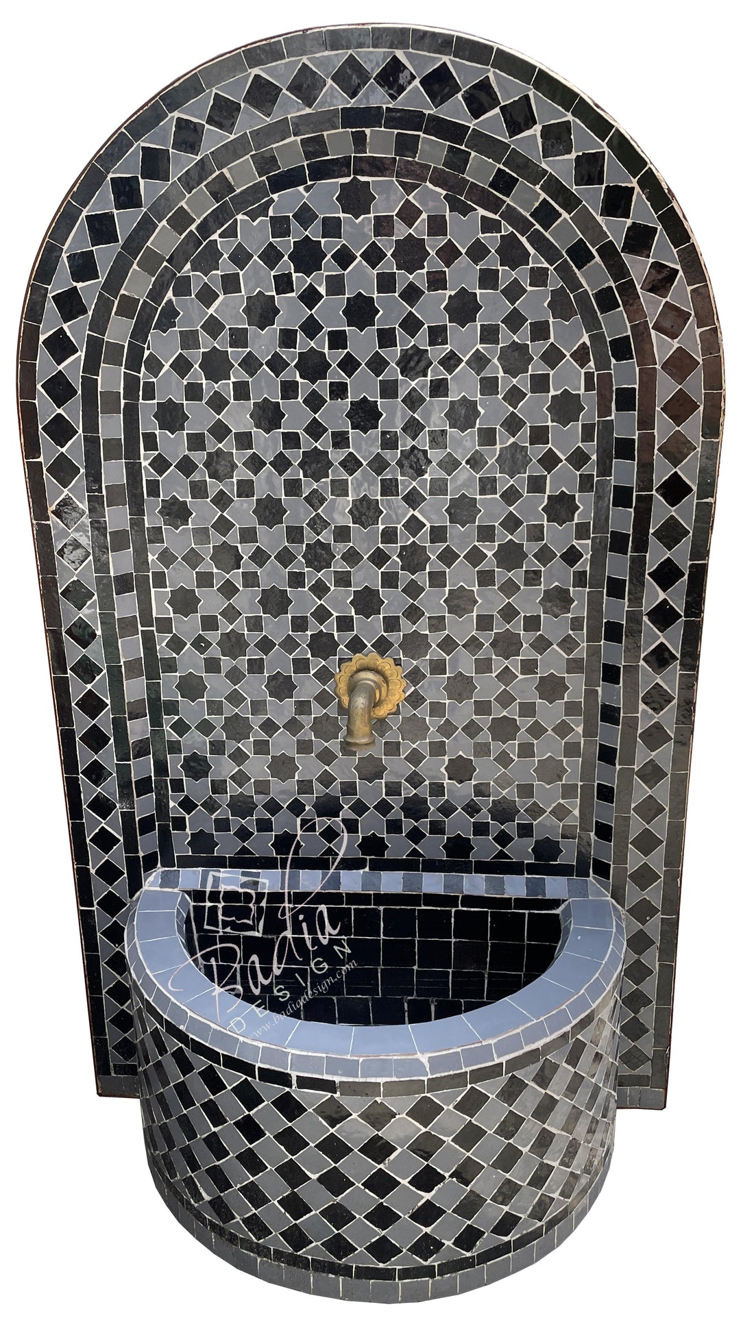 Arch Top Black and Grey Tile Water Fountain