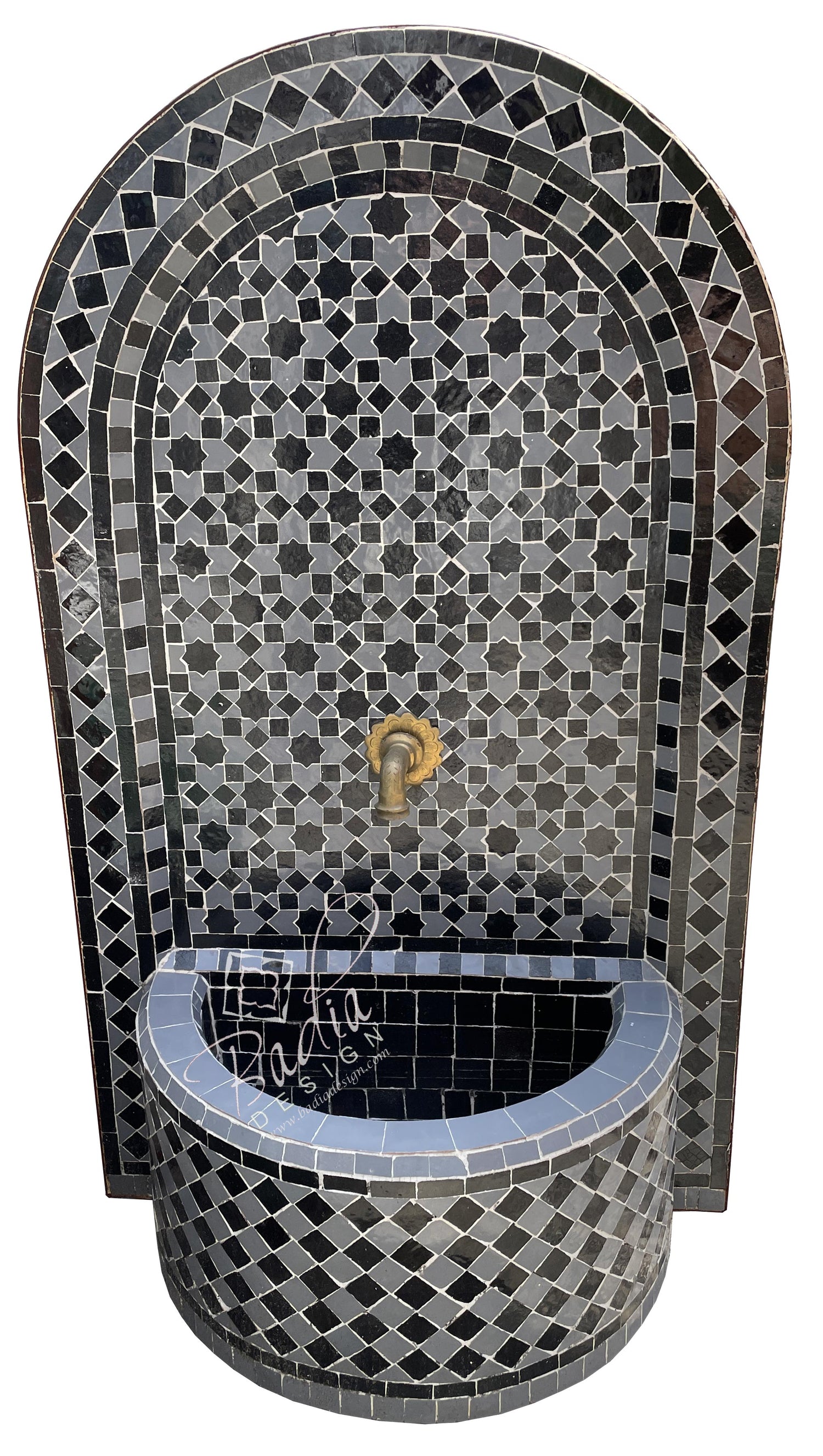 Arch Top Black and Grey Tile Water Fountain