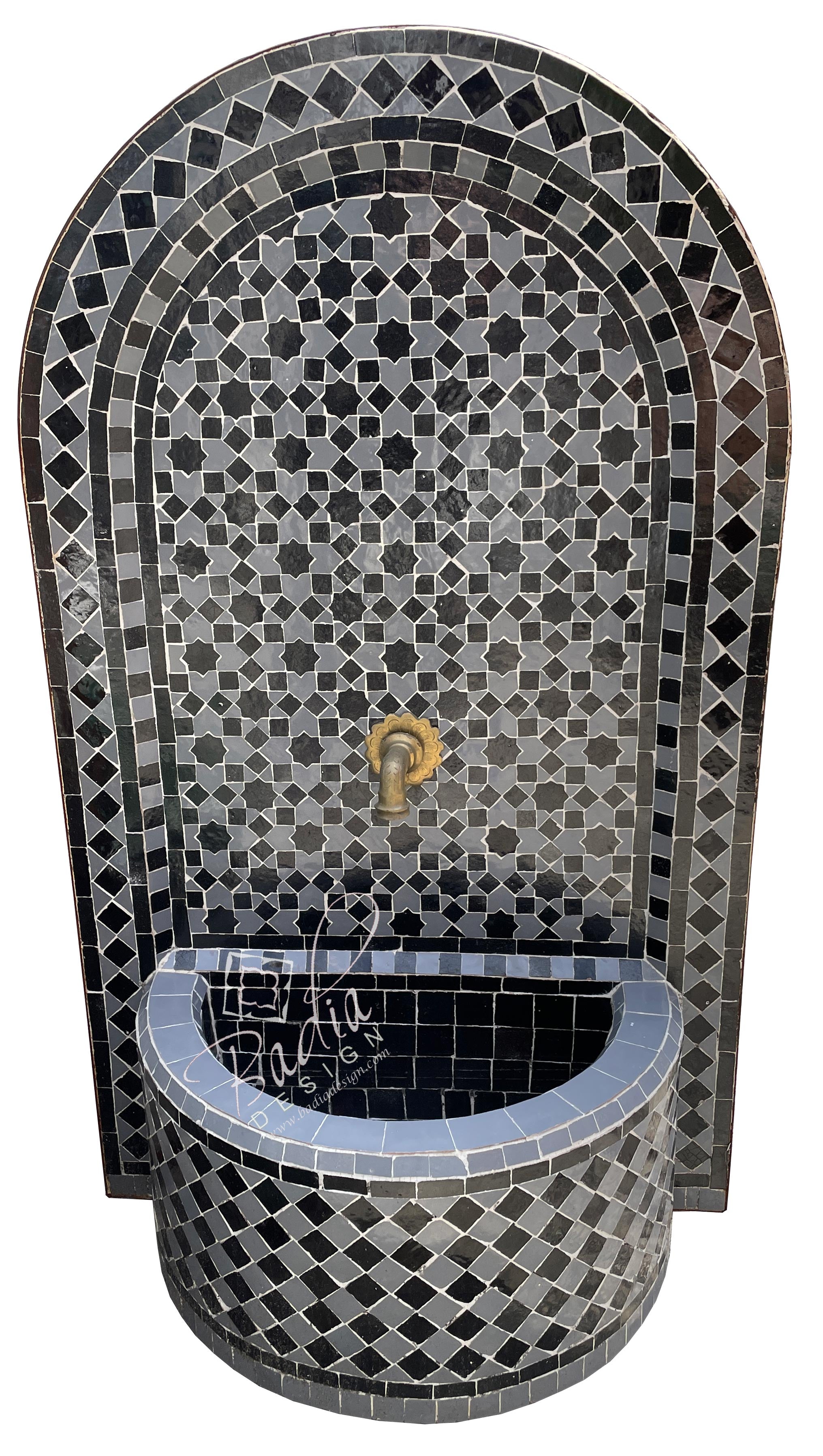 Arch Top Black and Grey Tile Water Fountain