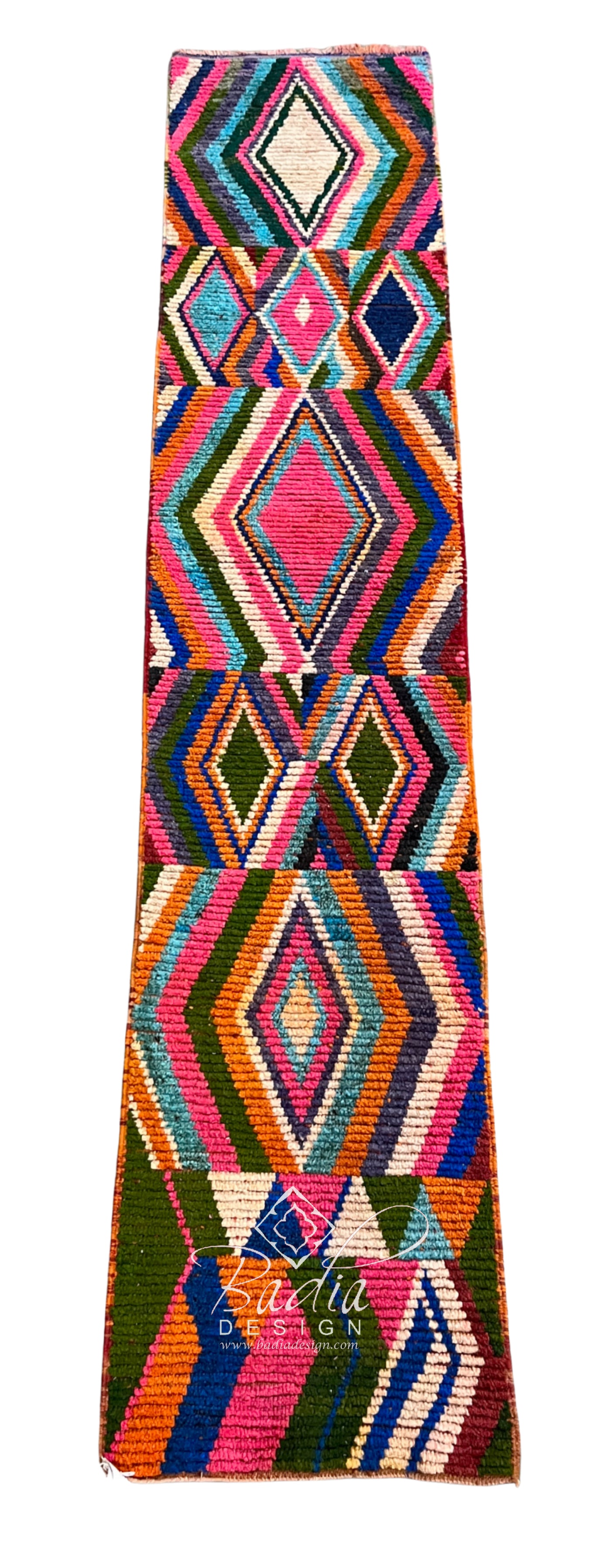 Multi-Color Moroccan Runner Rug with Bold Diamond Patterns