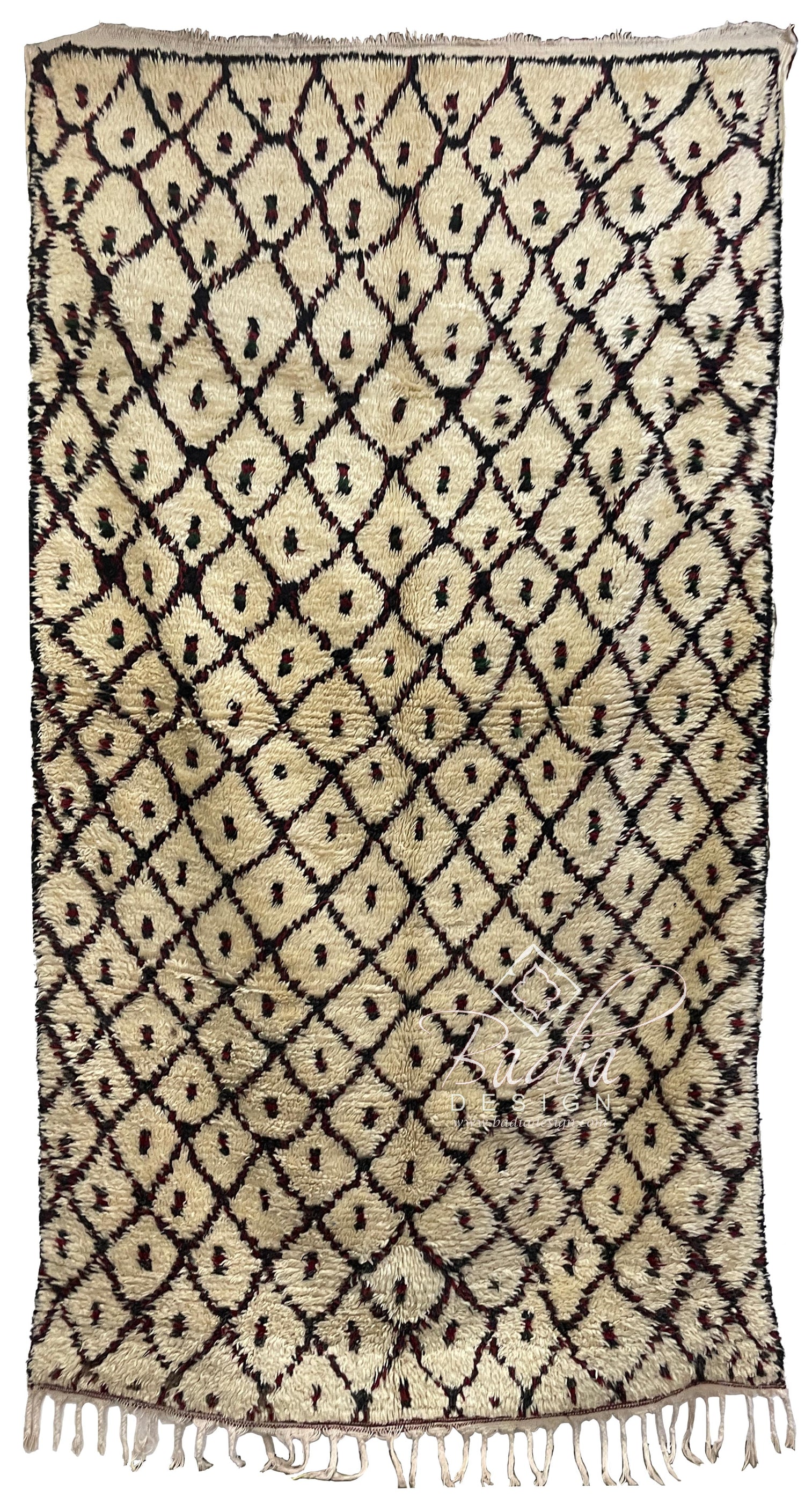Black and Beige Rug with Geometric Designs