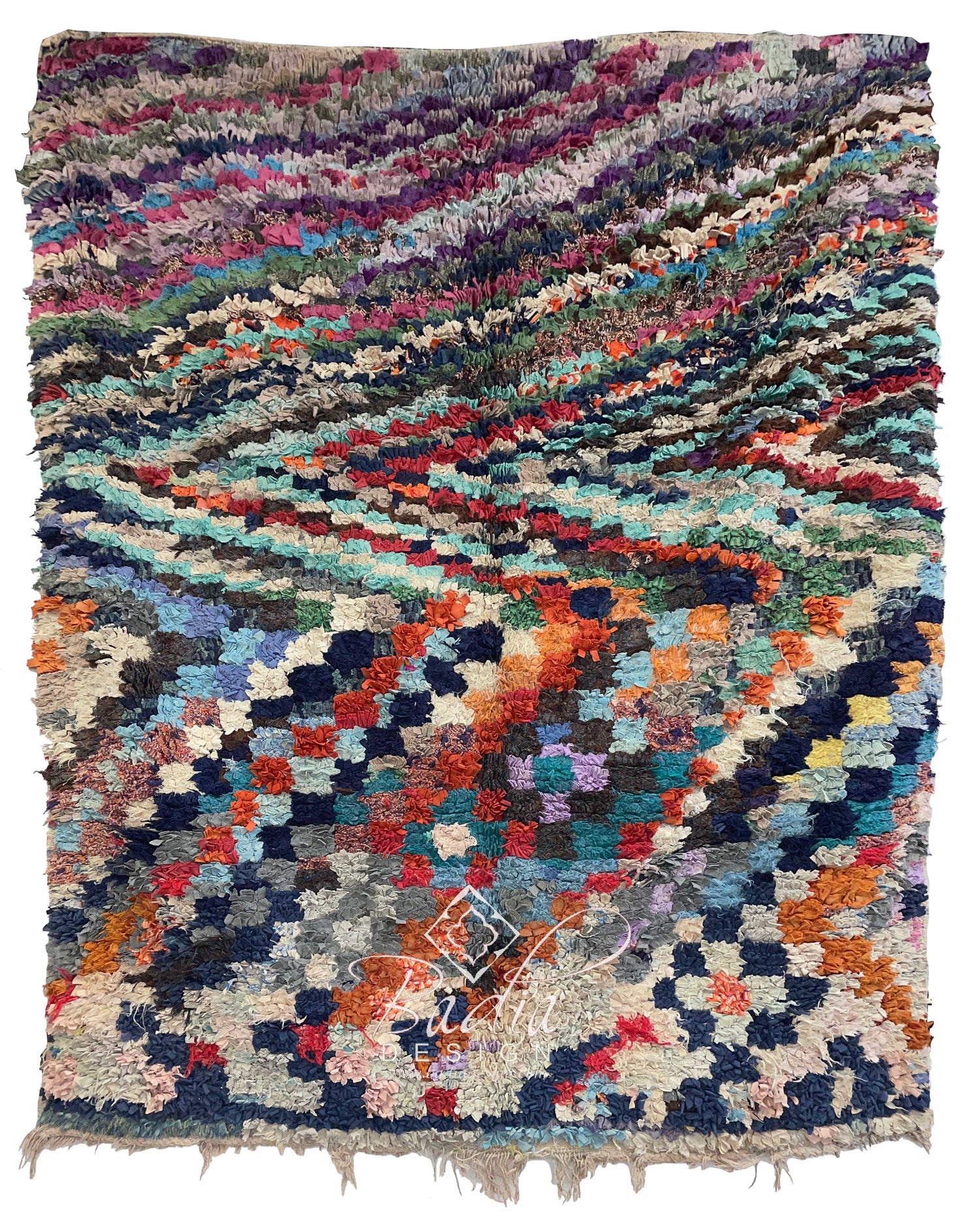 Wide Multi-Color Fluffy Rug Made from Cloth Material