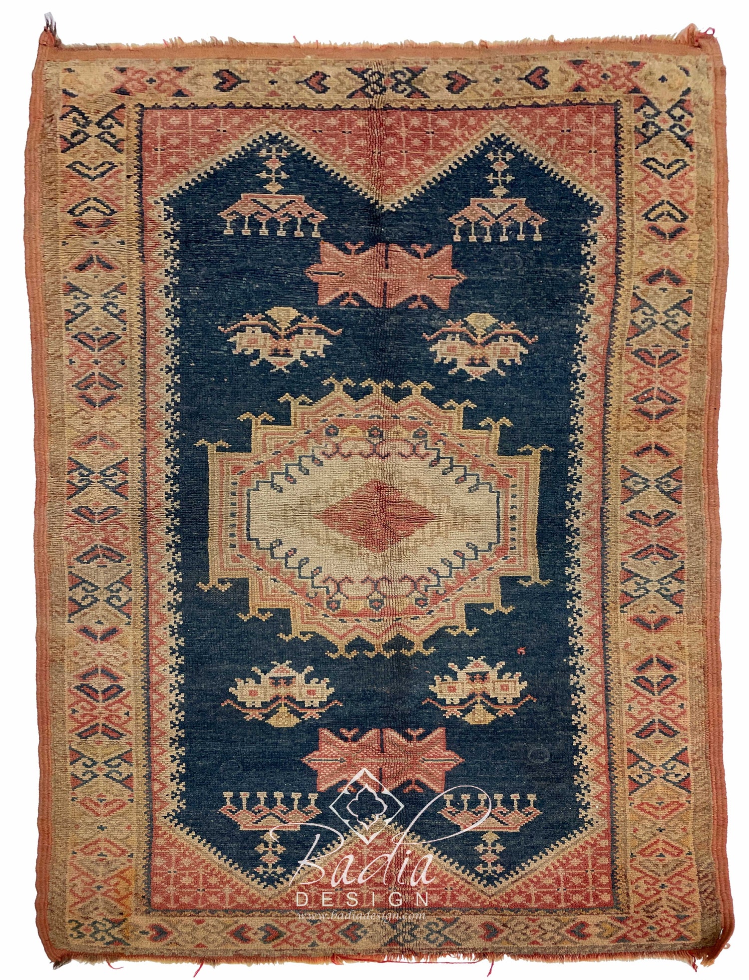 Vintage Red Multi-Color Rug with Geometric Designs