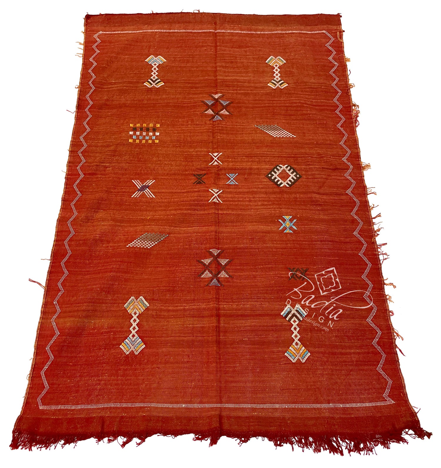 Red and Multi-Color Tribal Rug with Geometric Designs