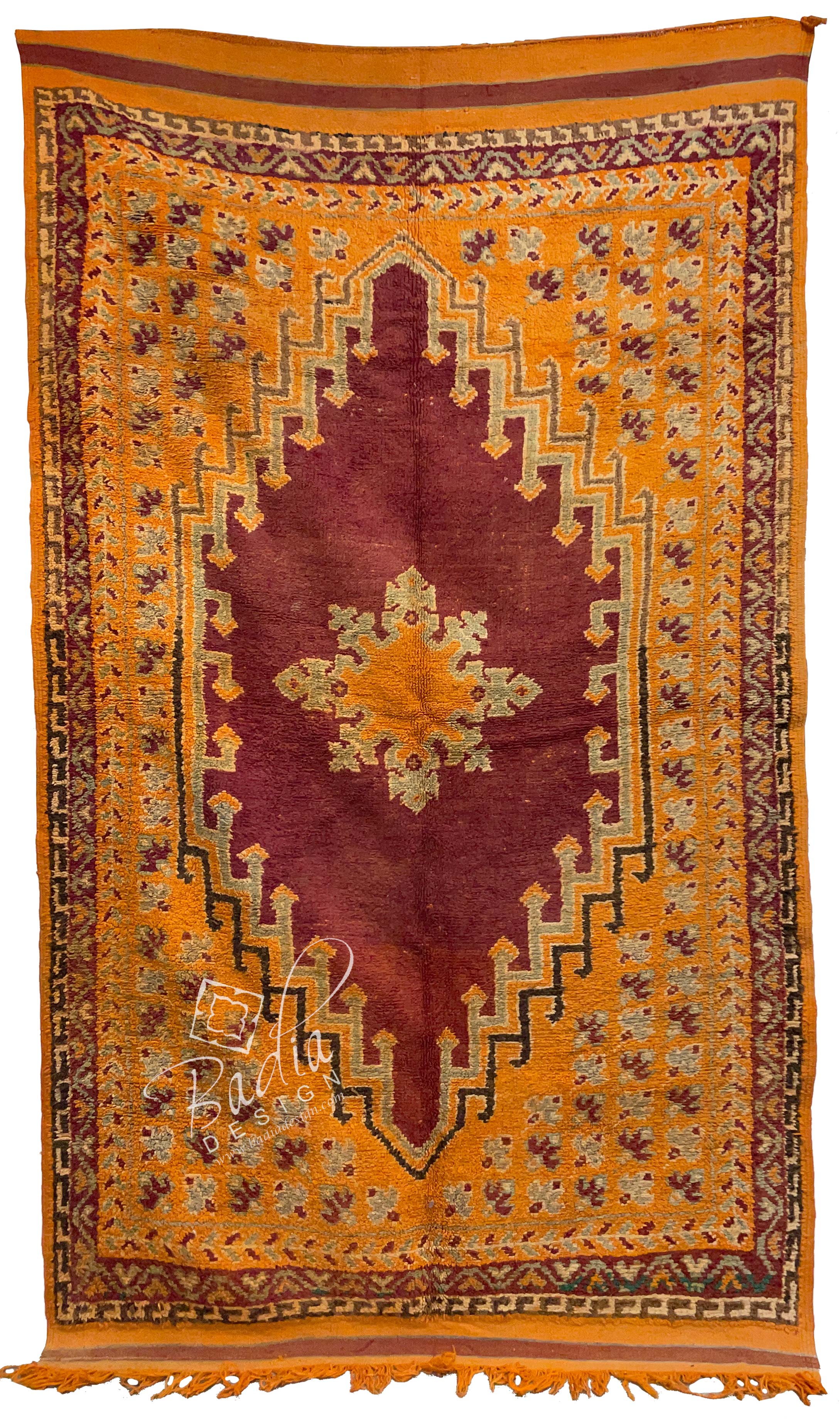 Orange Multi-Color Moroccan Handmade Tribal Area Rug
