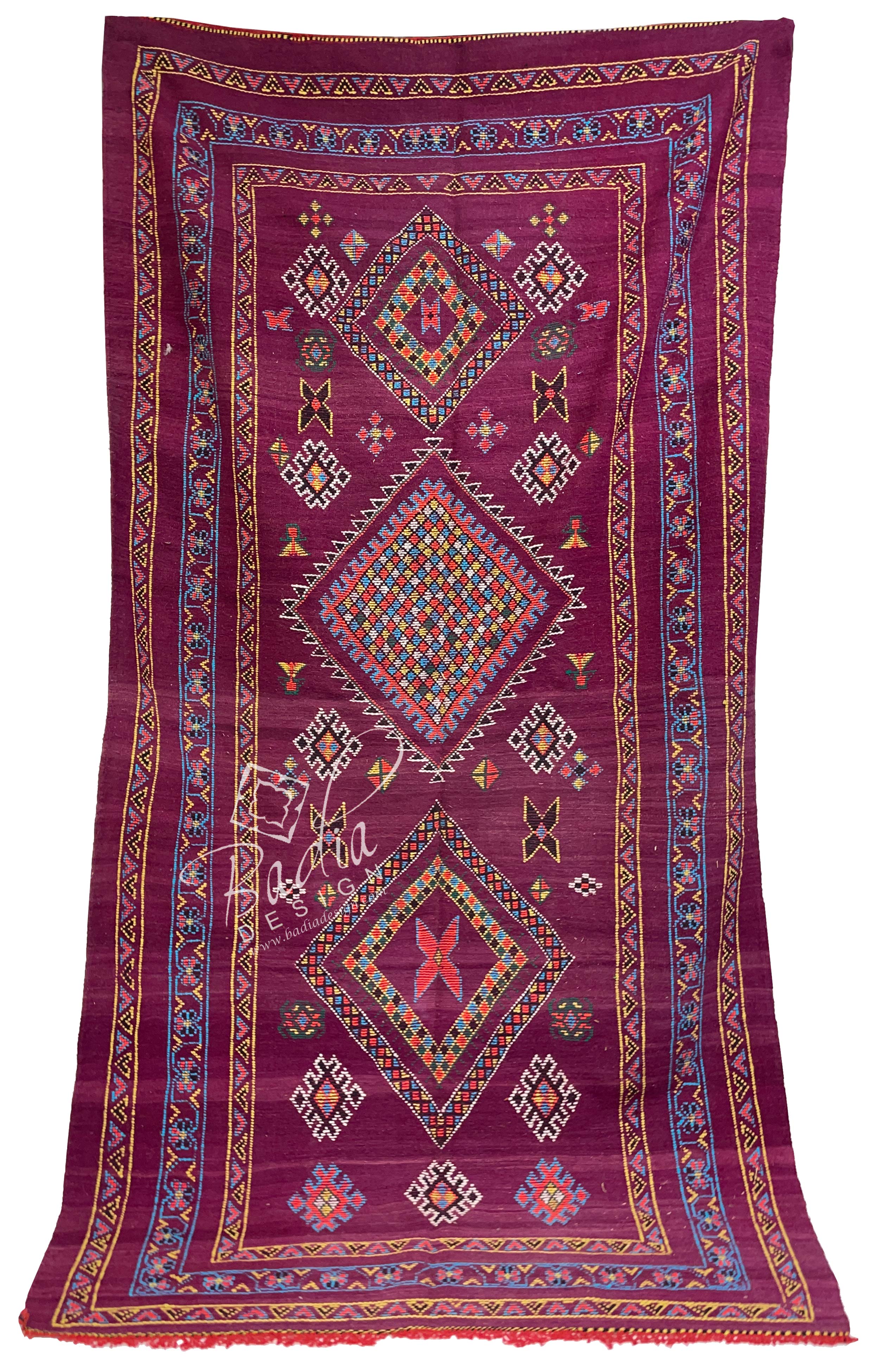 Purple Multi-Color Moroccan Rug with Tribal Designs