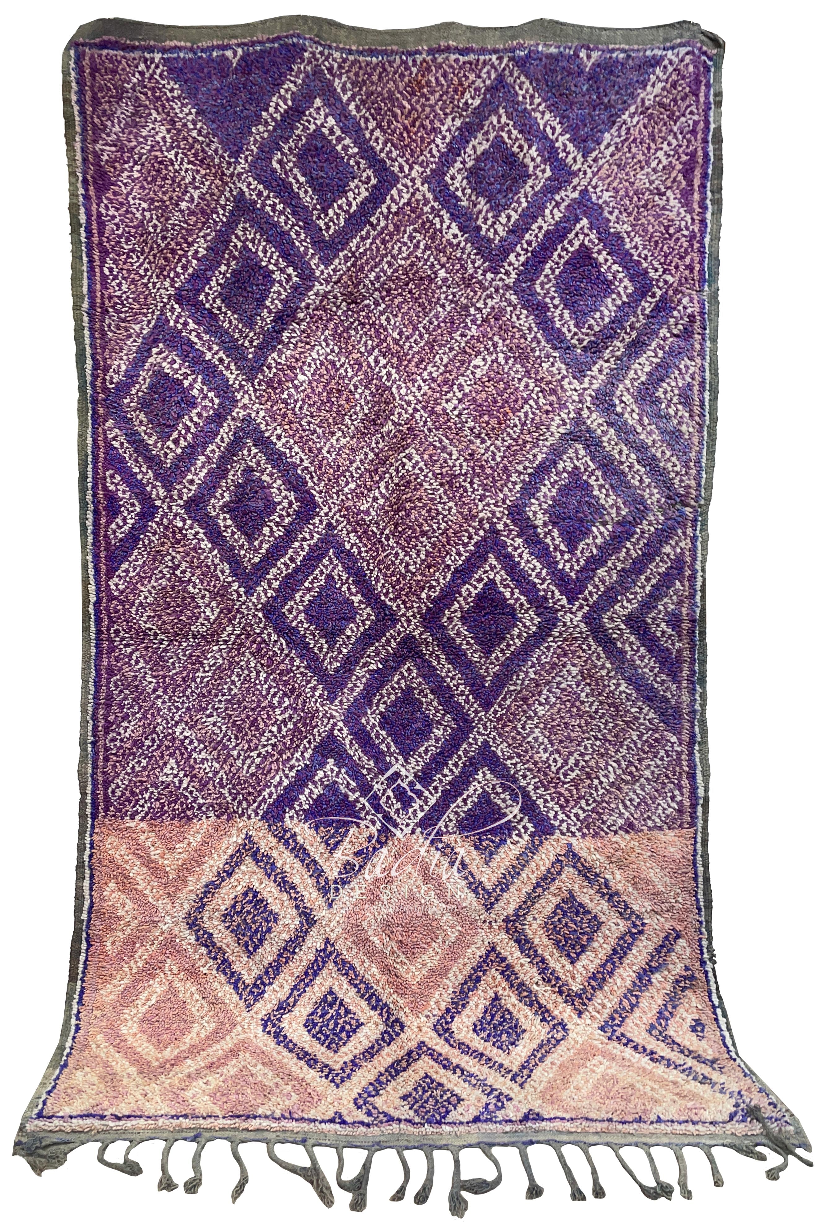 Two Tone Purple Multi-Color Moroccan Berber Rug
