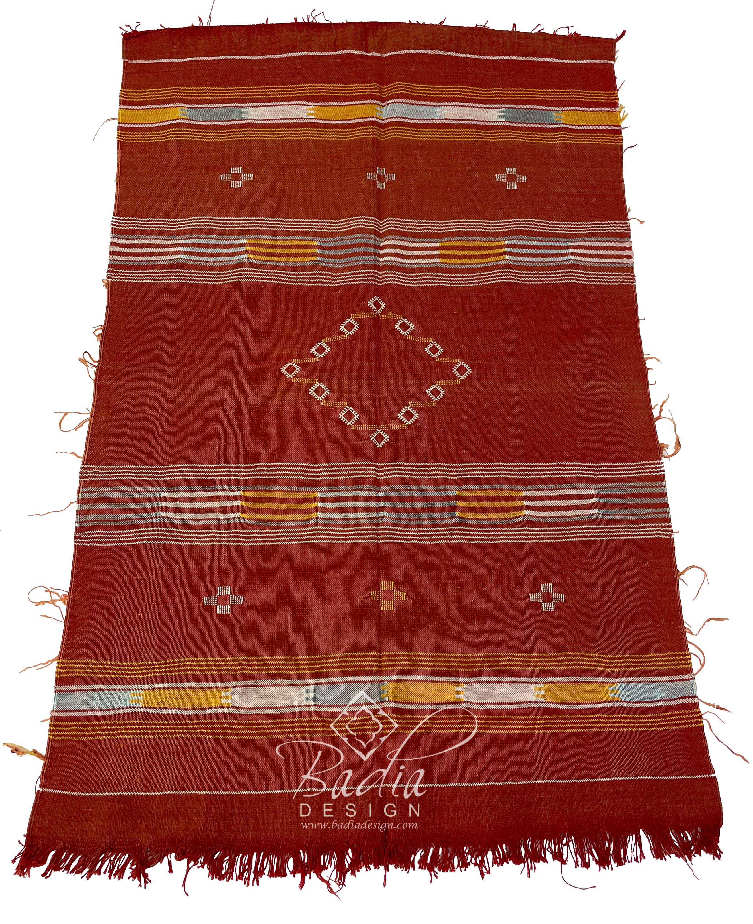 Red Multi-Color Tribal Rug with Geometric Designs