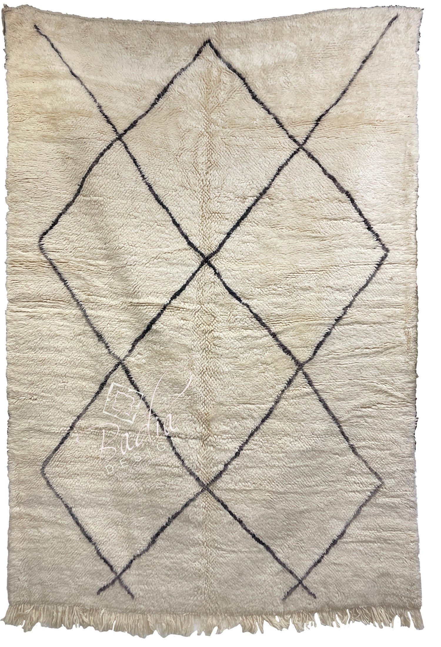 Cream Color Moroccan Rug with Tribal Designs