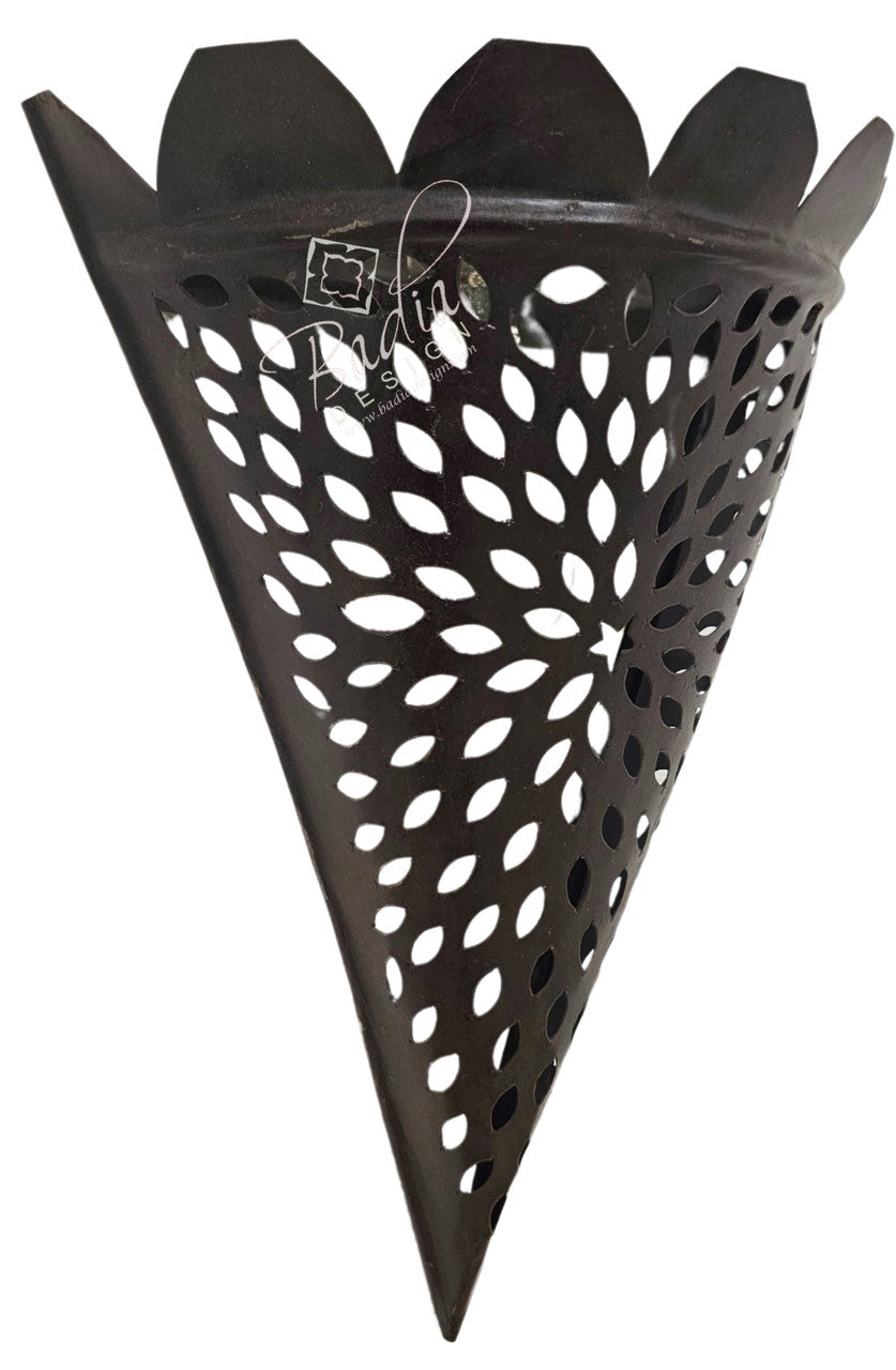 Hand Designed Rustic Iron Wall Sconce with Geometric Pattern