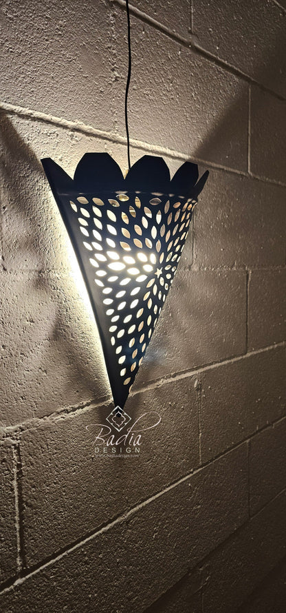 Hand Designed Rustic Iron Wall Sconce with Geometric Pattern