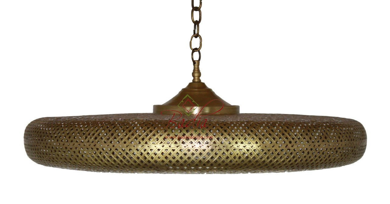 Saucer Shaped Brass Pendant Light