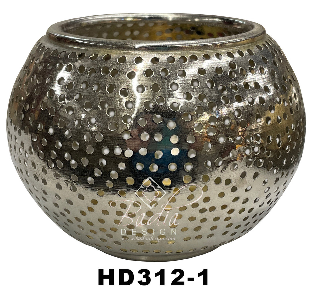Silver Hand Punched Candle Holder